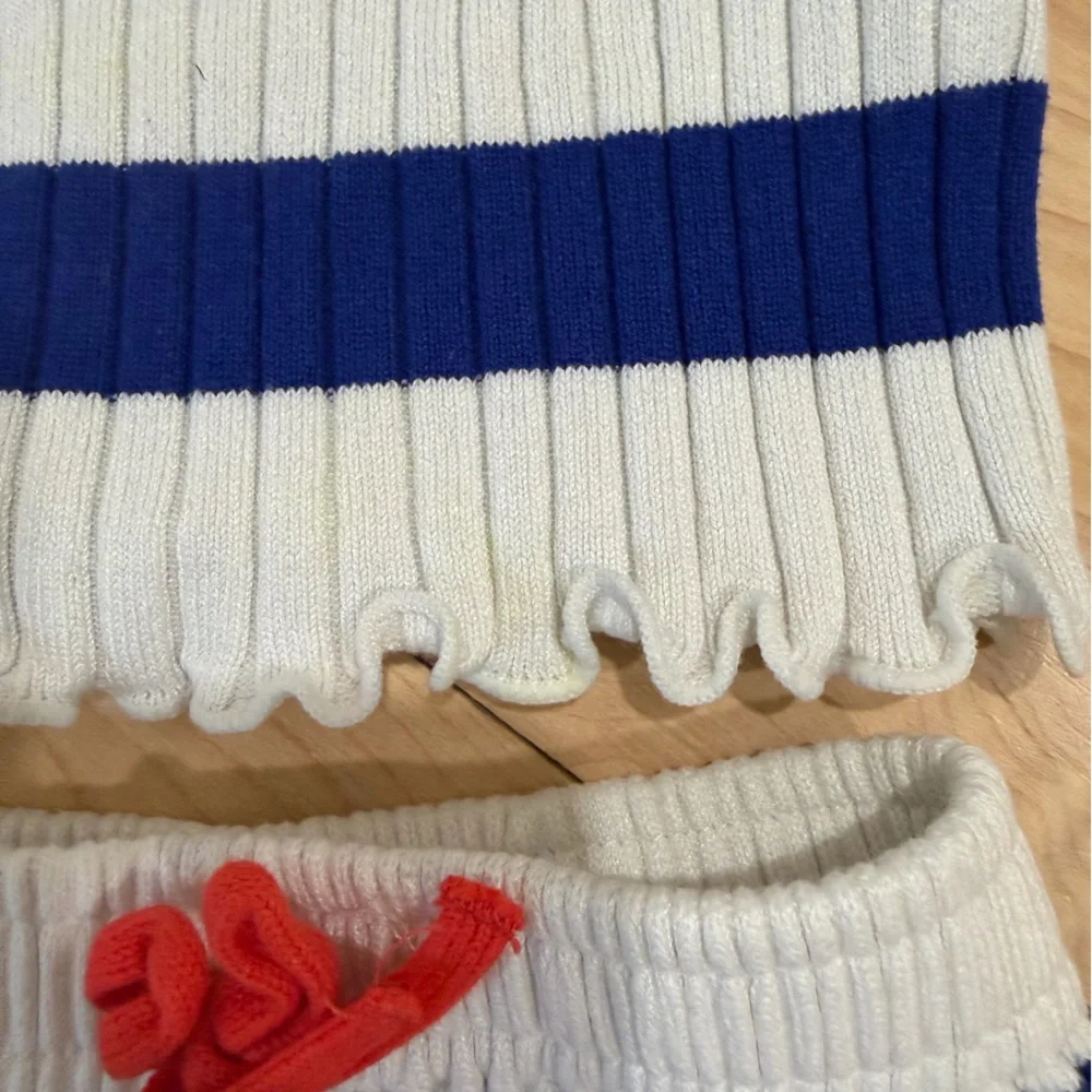 H&M Navy and White Knit Top