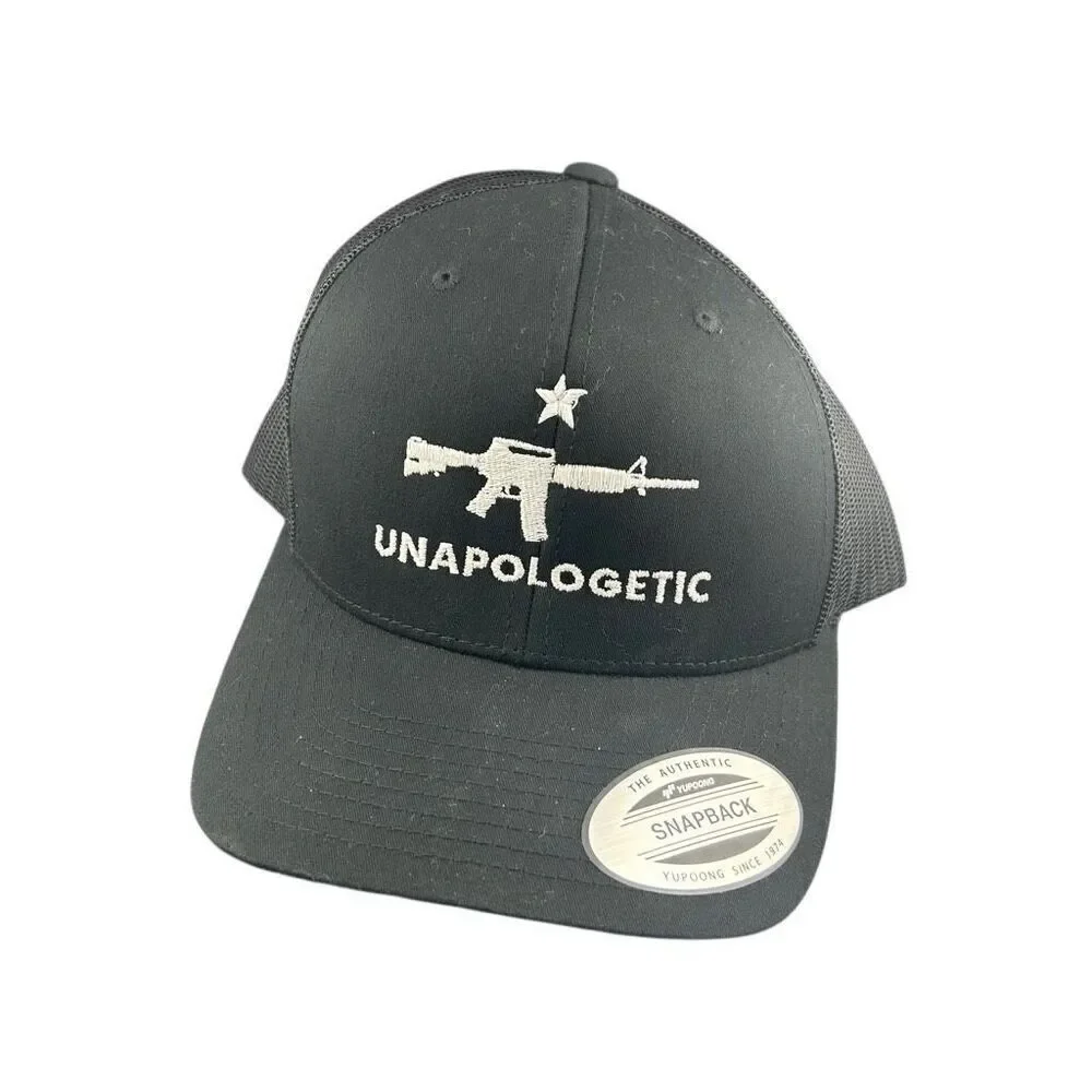 Unapologetic Black Snapback Mesh Trucker Hat Yupoong