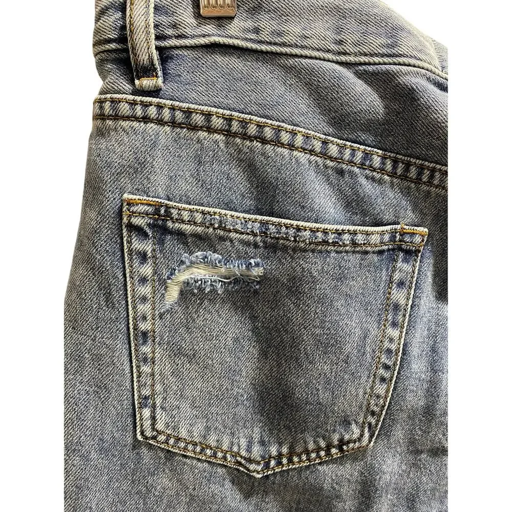 Sandrine Rose Free People Original‎ Blue Raw Hem Denim Bermuda Shorts Sz 28 New