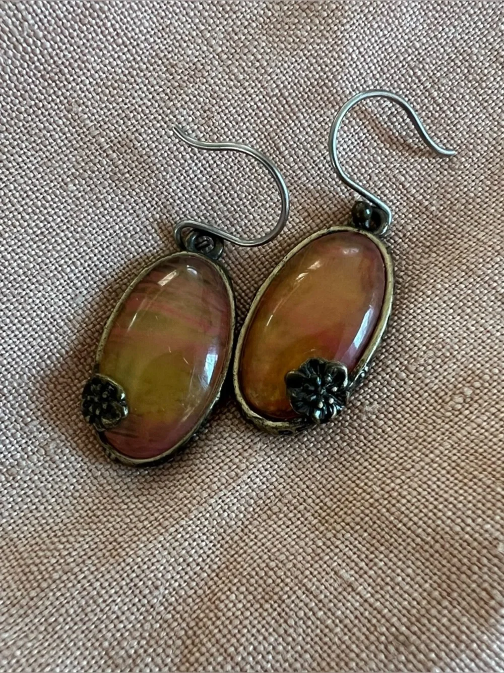 Amber-Tone Oval Drop Earrings - Women Jewelry