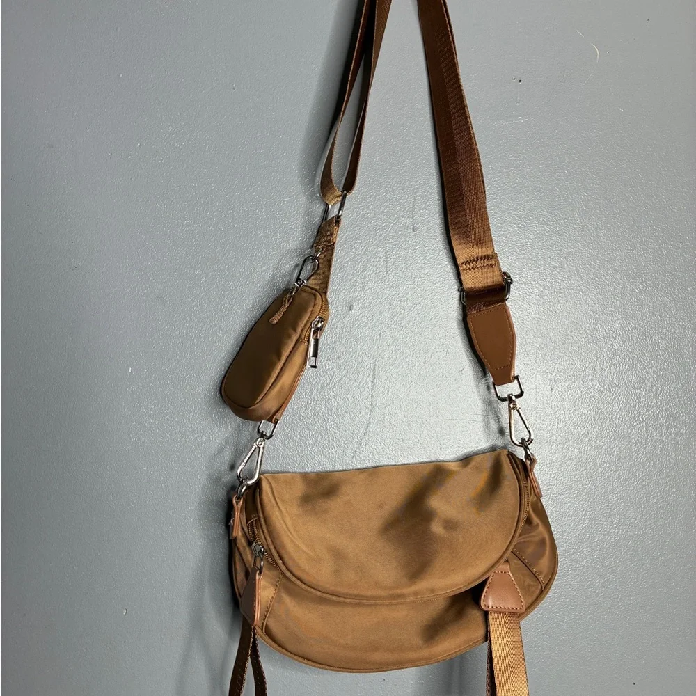 Tan Nylon Crossbody Bag