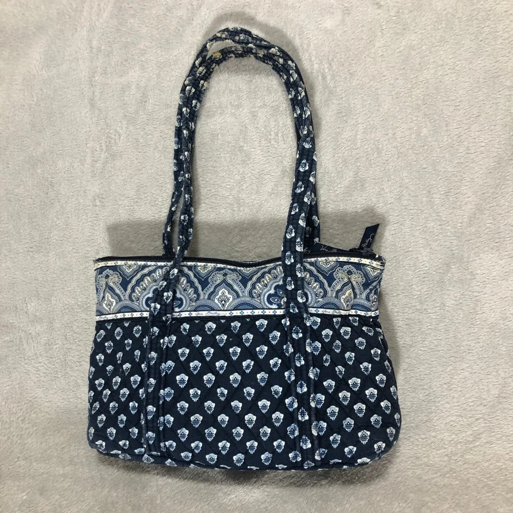 Vera Bradley Tote Bag Quilted Blue‎ Paisley Shoulder Bag Purse
