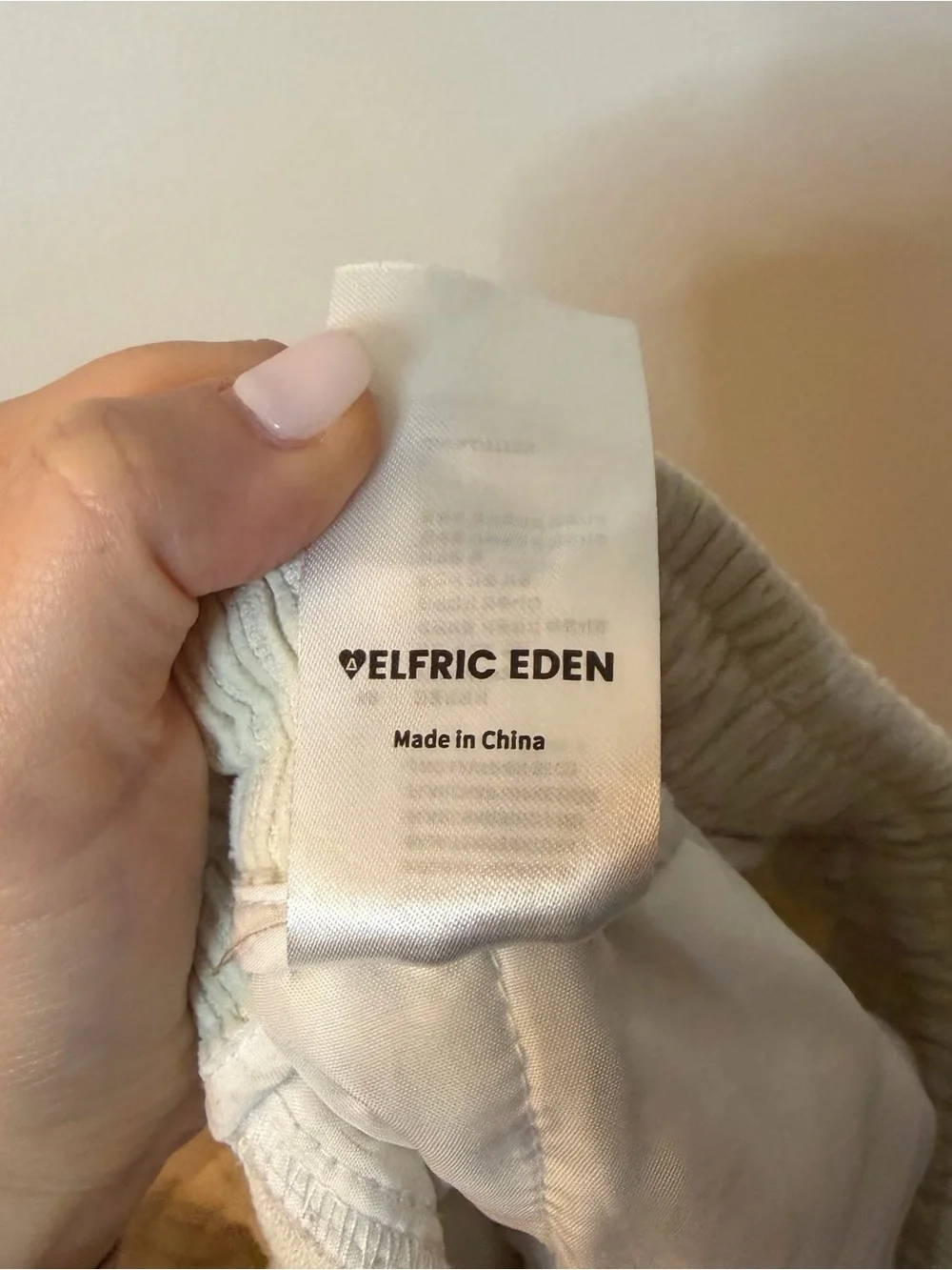 Aelfric Eden Cream Corduroy Elastic Waist Pants Large