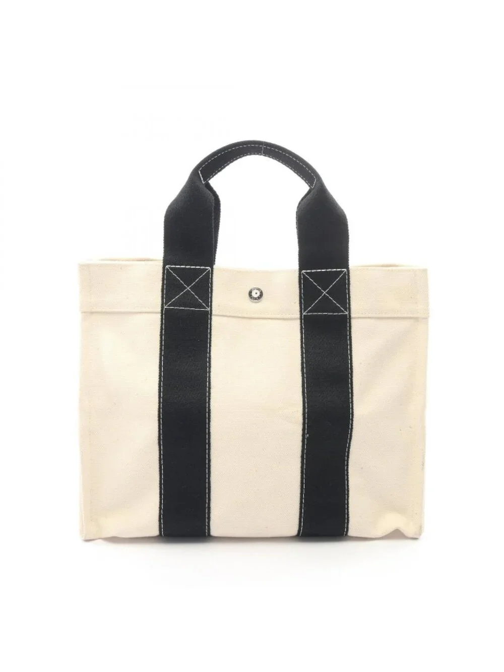 Hermes Tote Bora PM Ivory Black Canvas