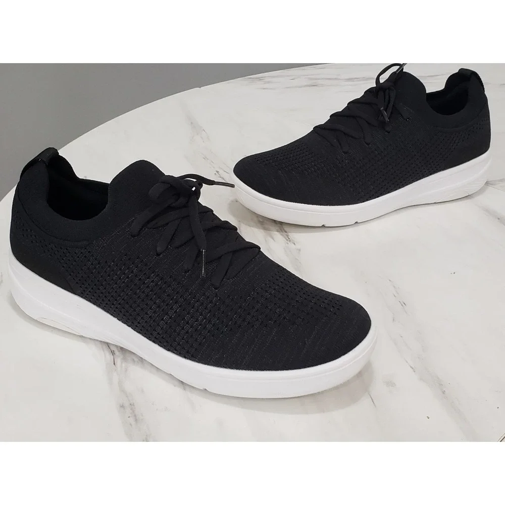 NEVER WORN Fit Flop Super-Q Knit Slip-On Laced Sneakers 8.5 Black JM1-001 WOMENS