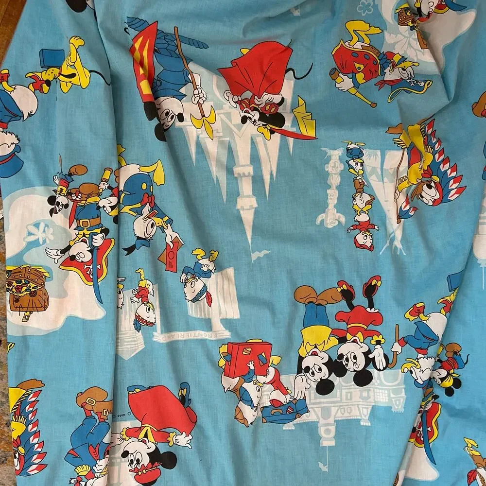 Vintage Walt Disney Productions Mickey Frontierland Fitted Sheet 60s/70s Kidcore