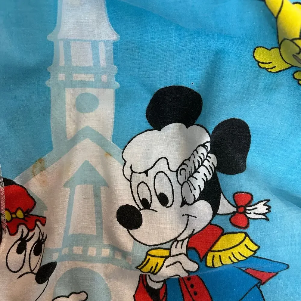 Vintage Walt Disney Productions Mickey Frontierland Fitted Sheet 60s/70s Kidcore