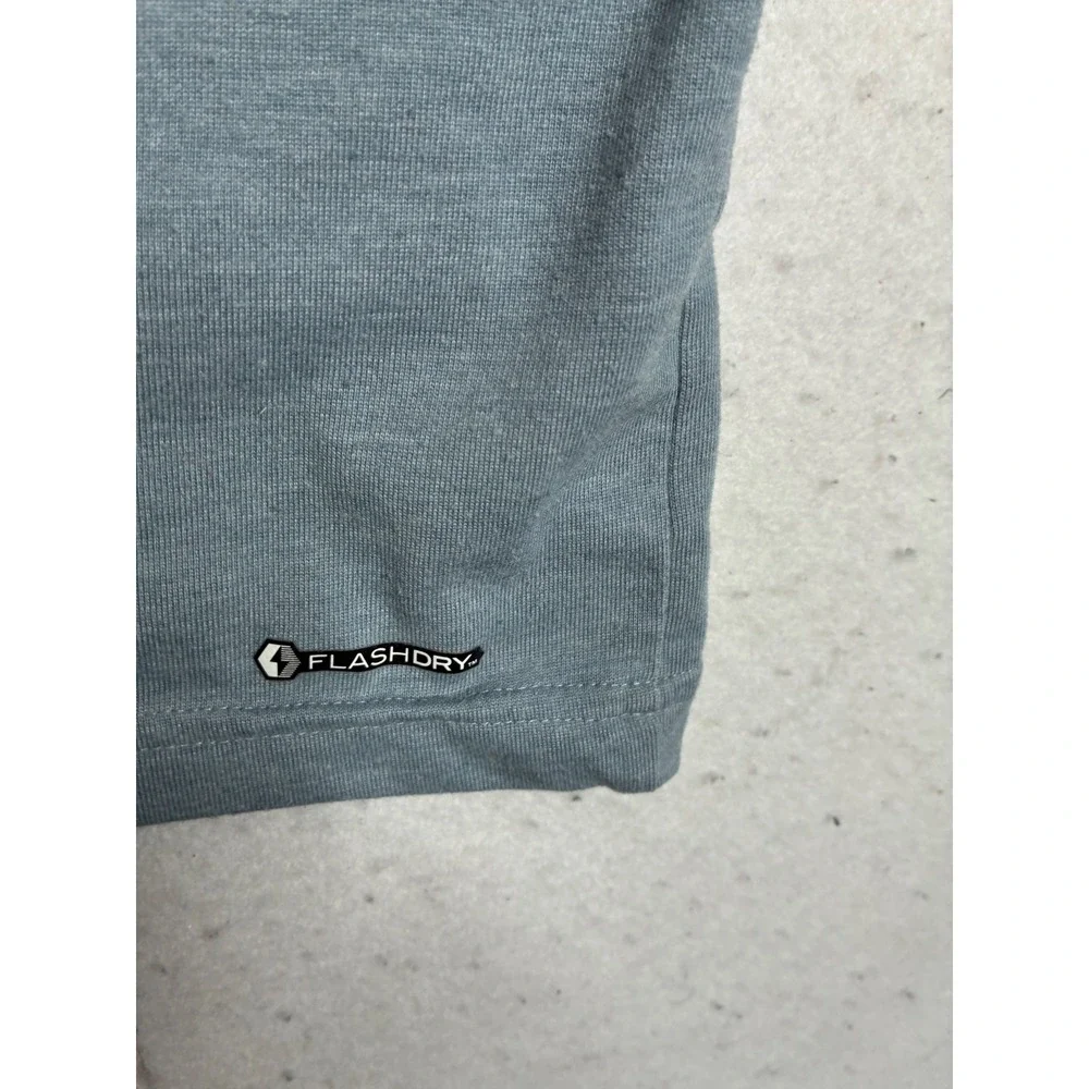 The North Face FlashDry Henley Shirt Mens Large Blue Gray‎ Short Sleeve Outdoor