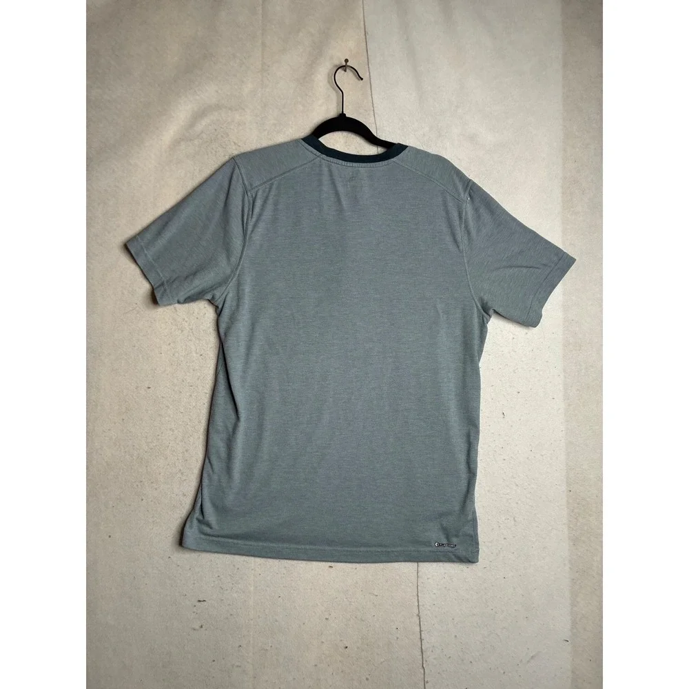 The North Face FlashDry Henley Shirt Mens Large Blue Gray‎ Short Sleeve Outdoor