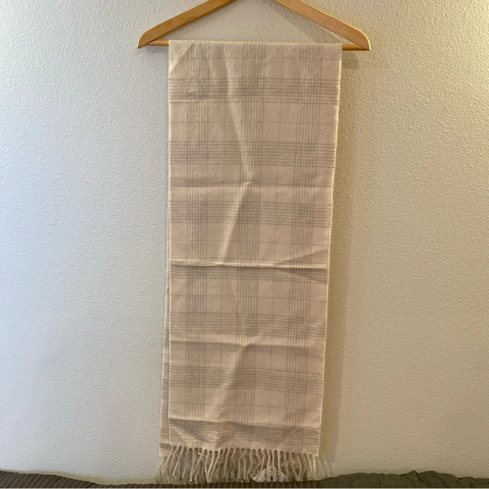 NWT Peruvian Connection Scarf Cream/Gray Plaid‎ 100 % Baby Alpaca 12x66”