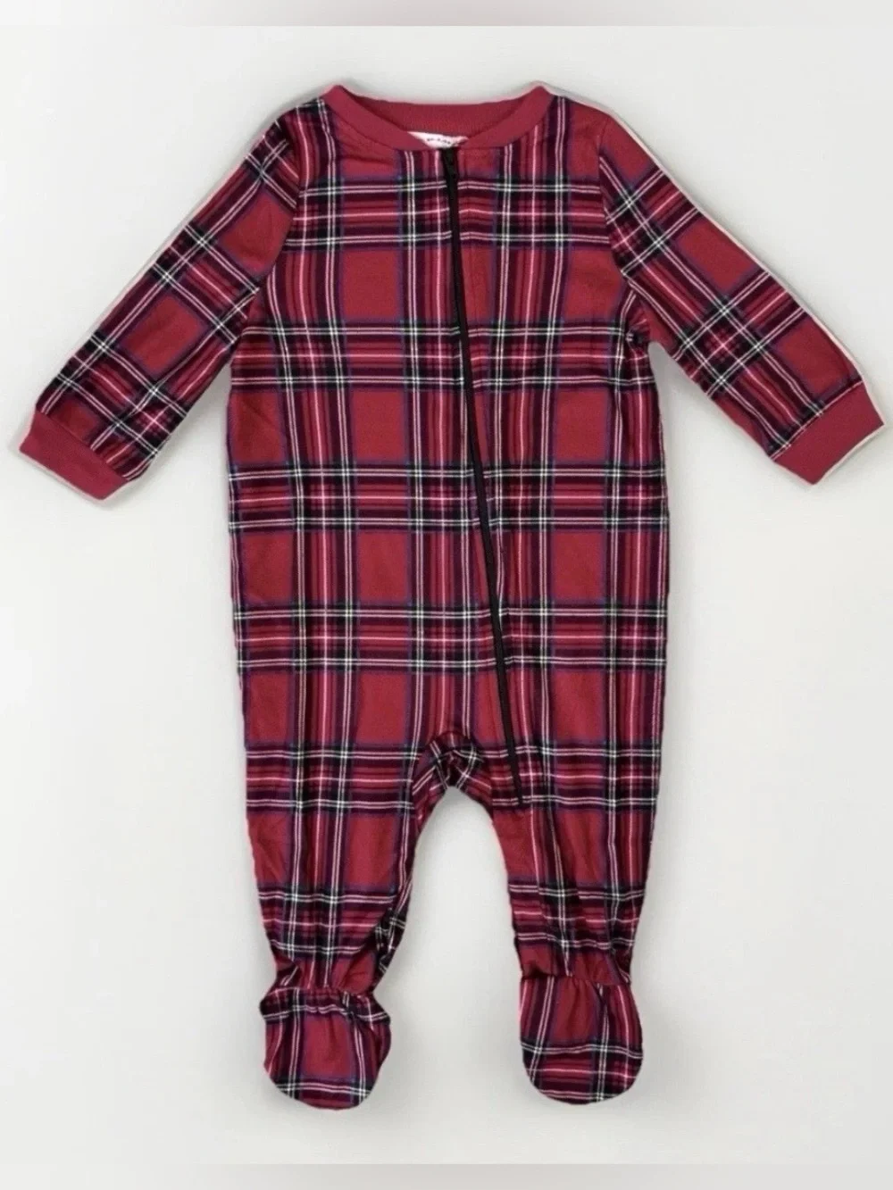 Lanz Of Salzburg One Piece Sleeper Pajamas 6-9 Months Baby Red Tartan Plaid
