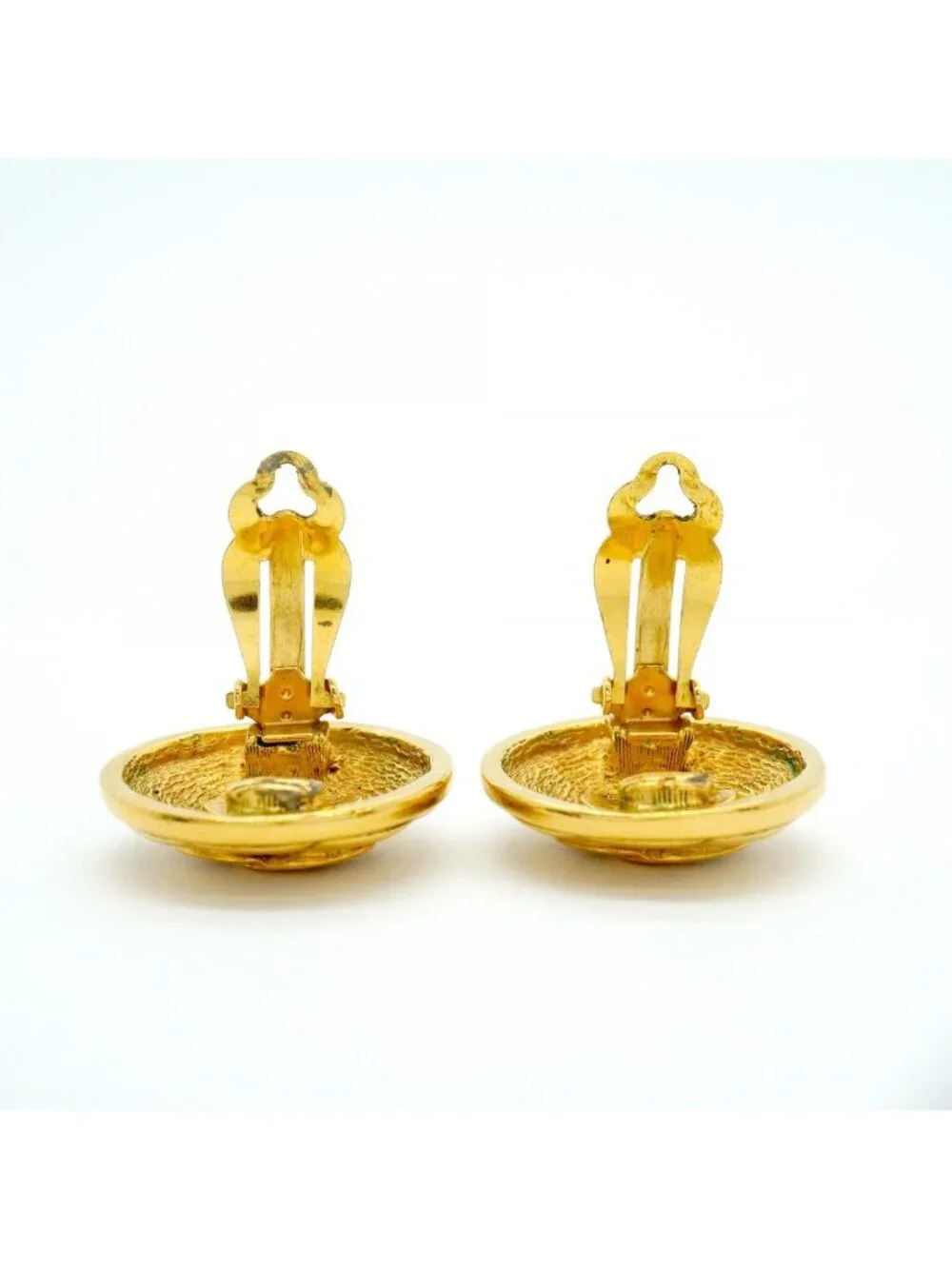 Chanel Earrings Vintage CC Logo Quilted Round