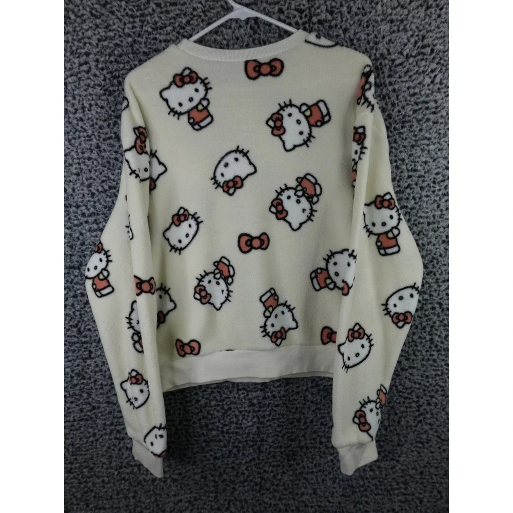 Hello Kitty Women's Sanrio Hybrid AOP All Over Print Fleece‎ Crewneck Sweater L