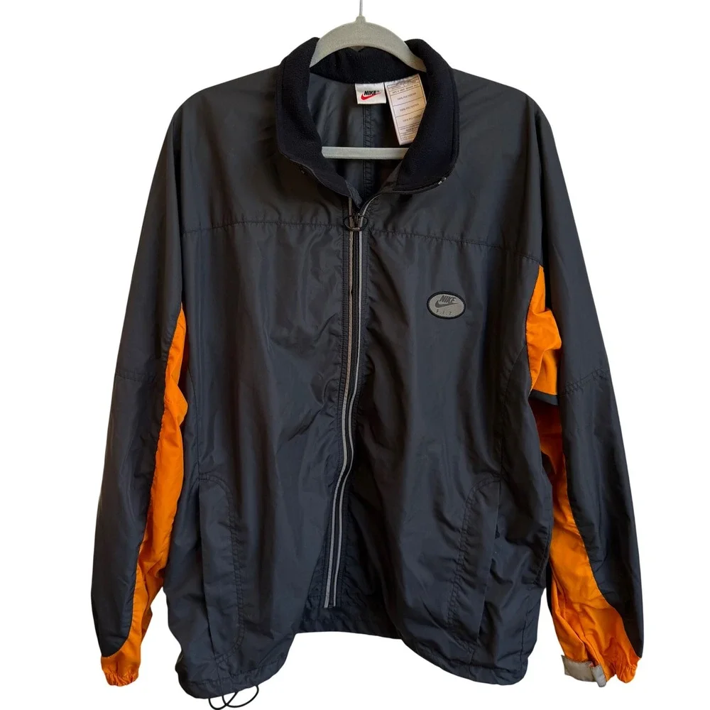 Vintage Nike Windbreaker Jacket Men's L Gray Orange Y2K Lightweight Gorpcore