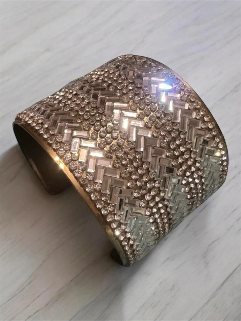 VINTAGE 90s RHINESTONES STATEMENT CUFF BRACELET