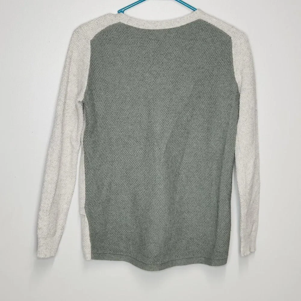 Madewell White and Green Feature Pullover Sweater in Colorblock Size XS
