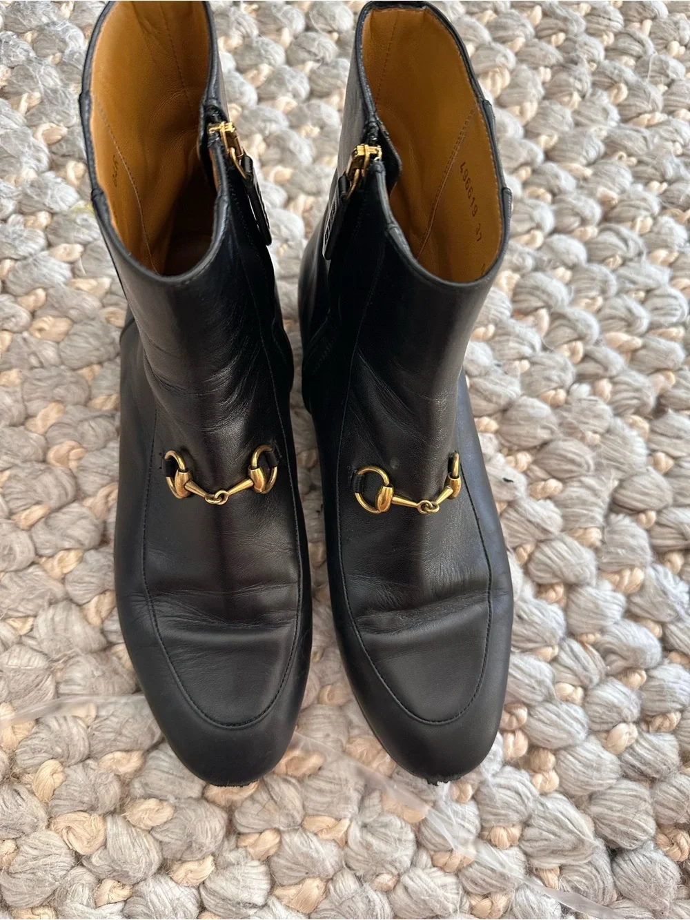 Gucci New Jordaan Black Leather Horsebit Short Chelsea Ankle Bootie Boot 37