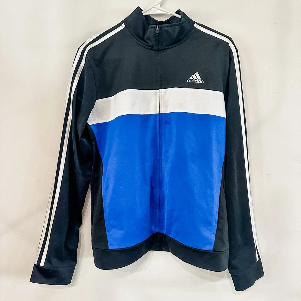 Adidas Boys XL 18/20‎ Full Zip Blue and Black Long Sleeve Track Jacket