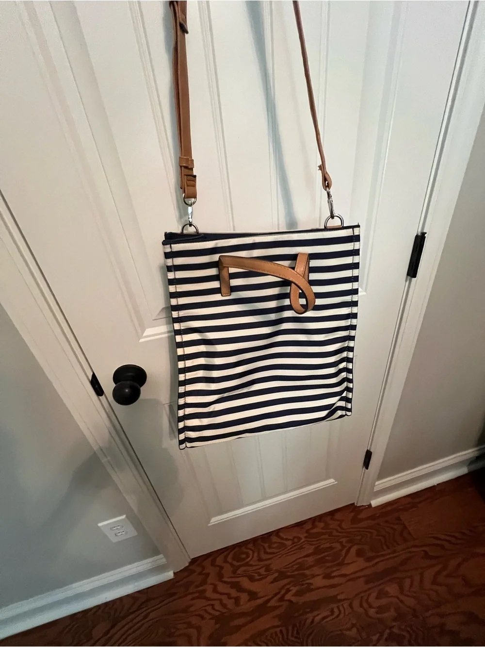 Striped Navy and Tan Convertible Tote Bag by Nautica