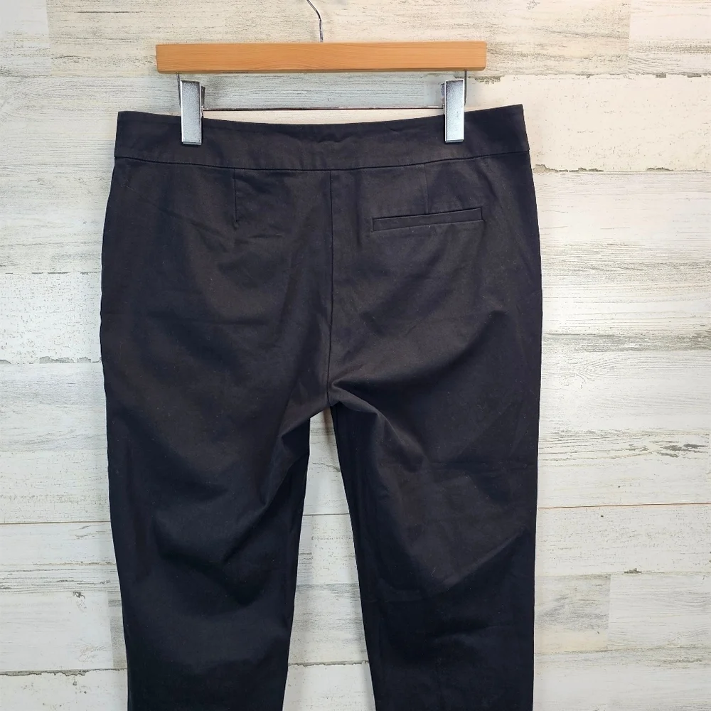 Eileen Fisher Organic Cotton Cropped Pants Black Stretch M Minimalist Classic