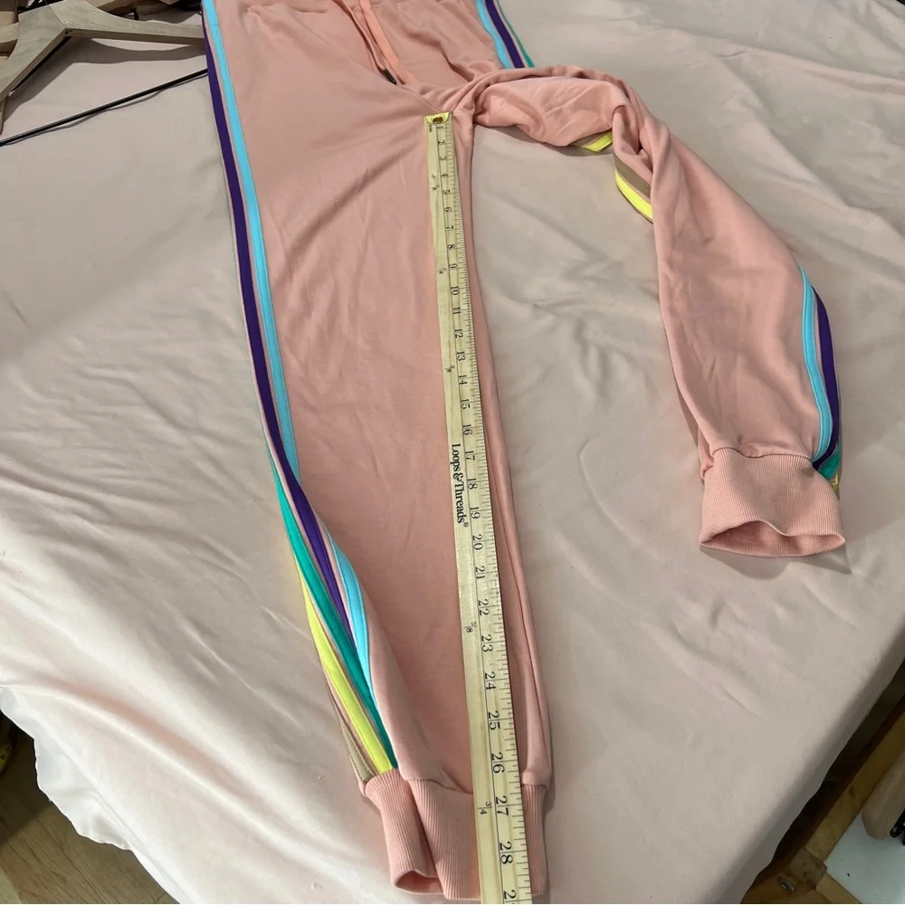 Electric Yoga Sundrop Jogger Pants Womens‎ Size S Pink Rainbow Side Stripes