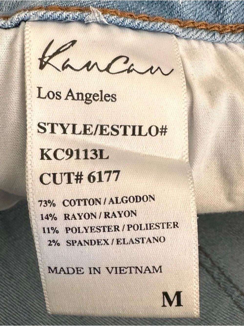 Kancan Distressed Light Wash Button Fly Denim Shorts Size M