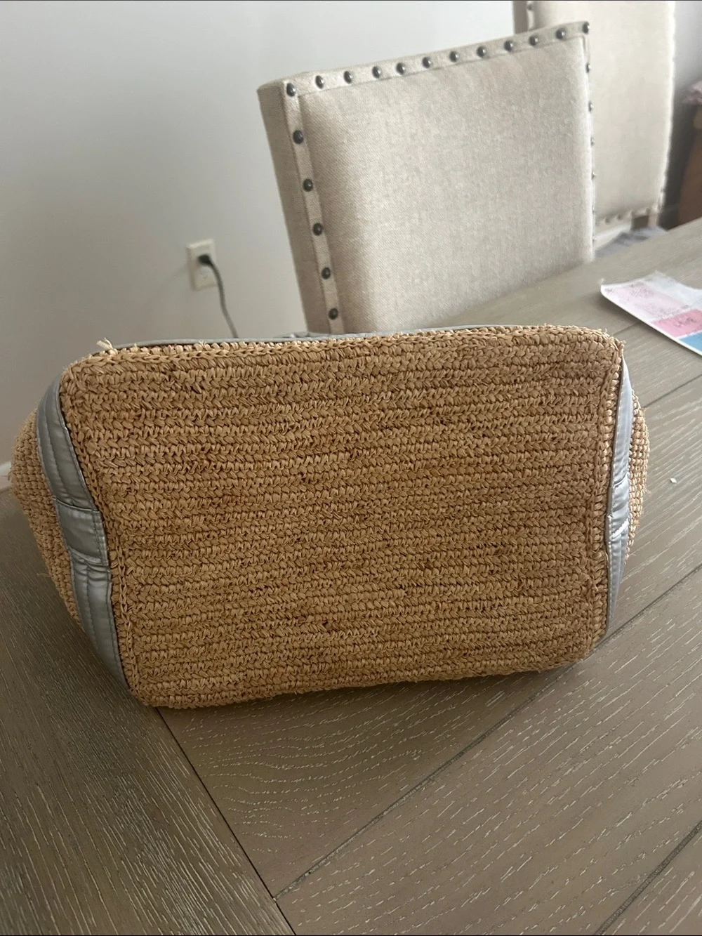 Mz Wallace Handwoven Straw Tote with Silver Trim - Beachy Women Bag