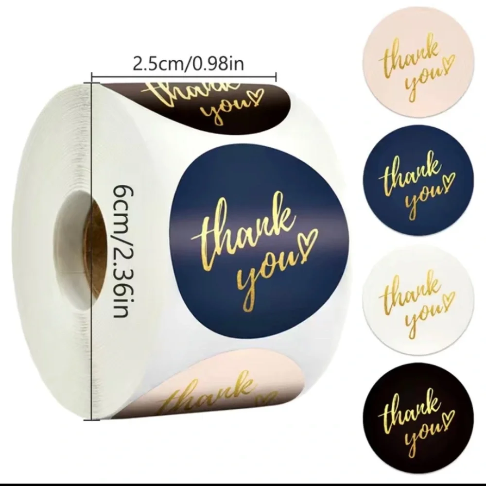 1 roll 500 pc thank‎ you stickers
