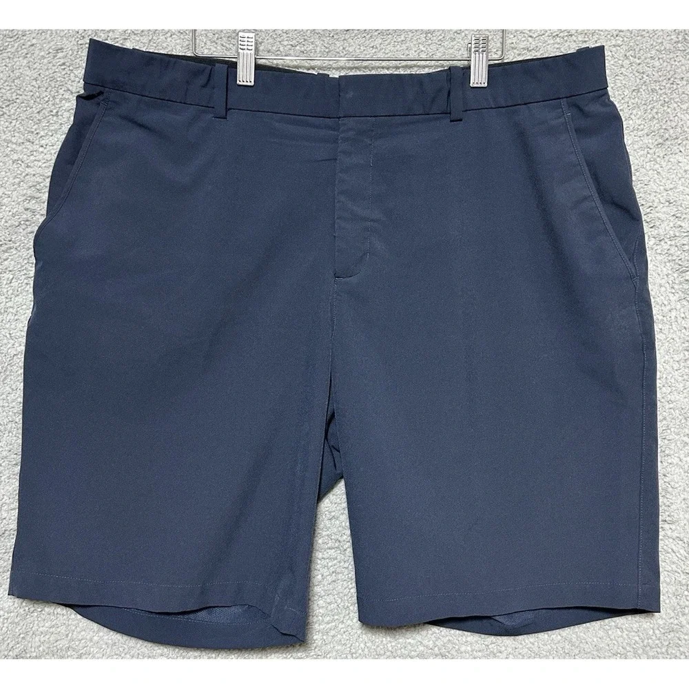 Nike Golf Shorts Men 40 Blue Chino Striped Swoosh Logo Outdoor Preppy Breathable