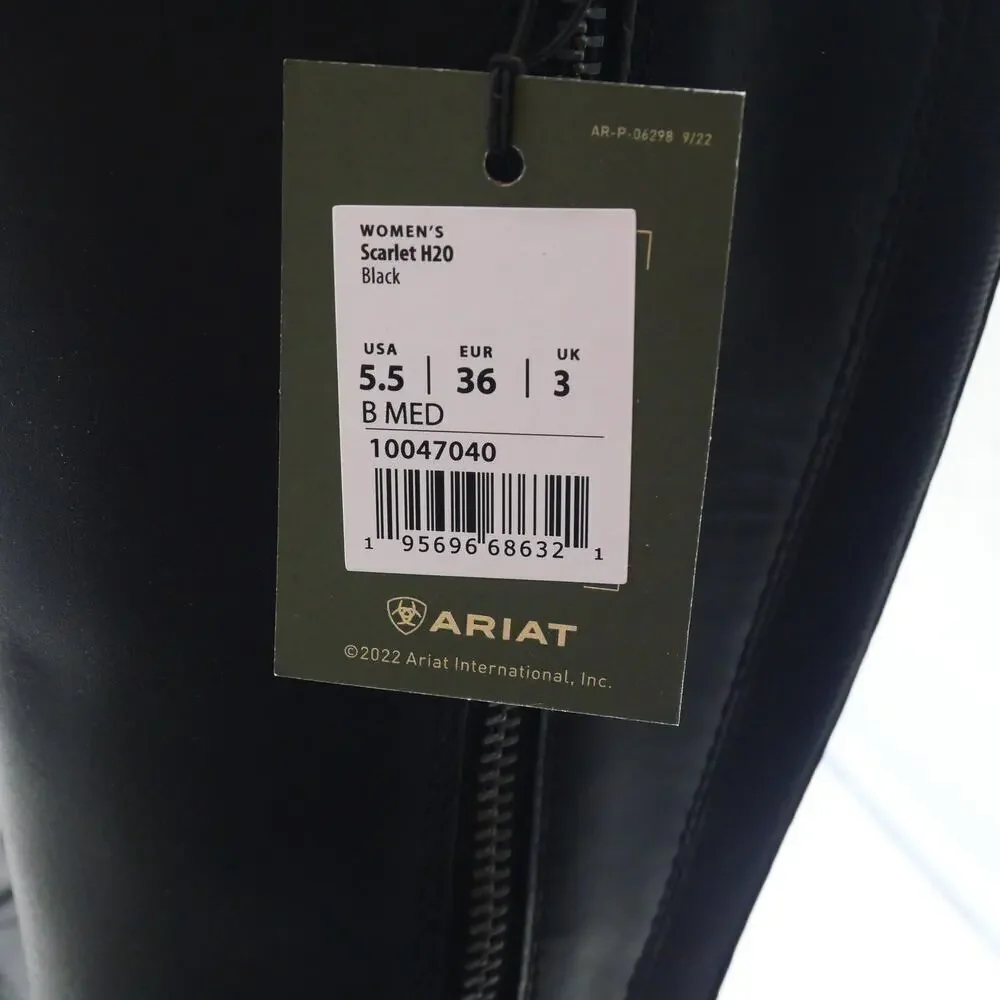 NEW Ariat Women's 5.5 Scarlet H2O Riding Boots Tall Black Leather Waterproof