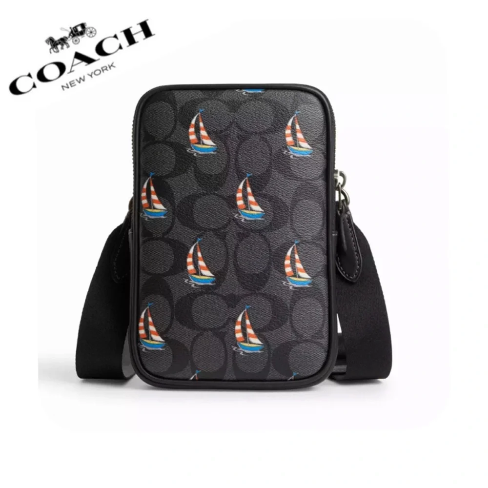 NWT COACH‎ Aden Crossbody In Signature Canvas With Sailboat Print