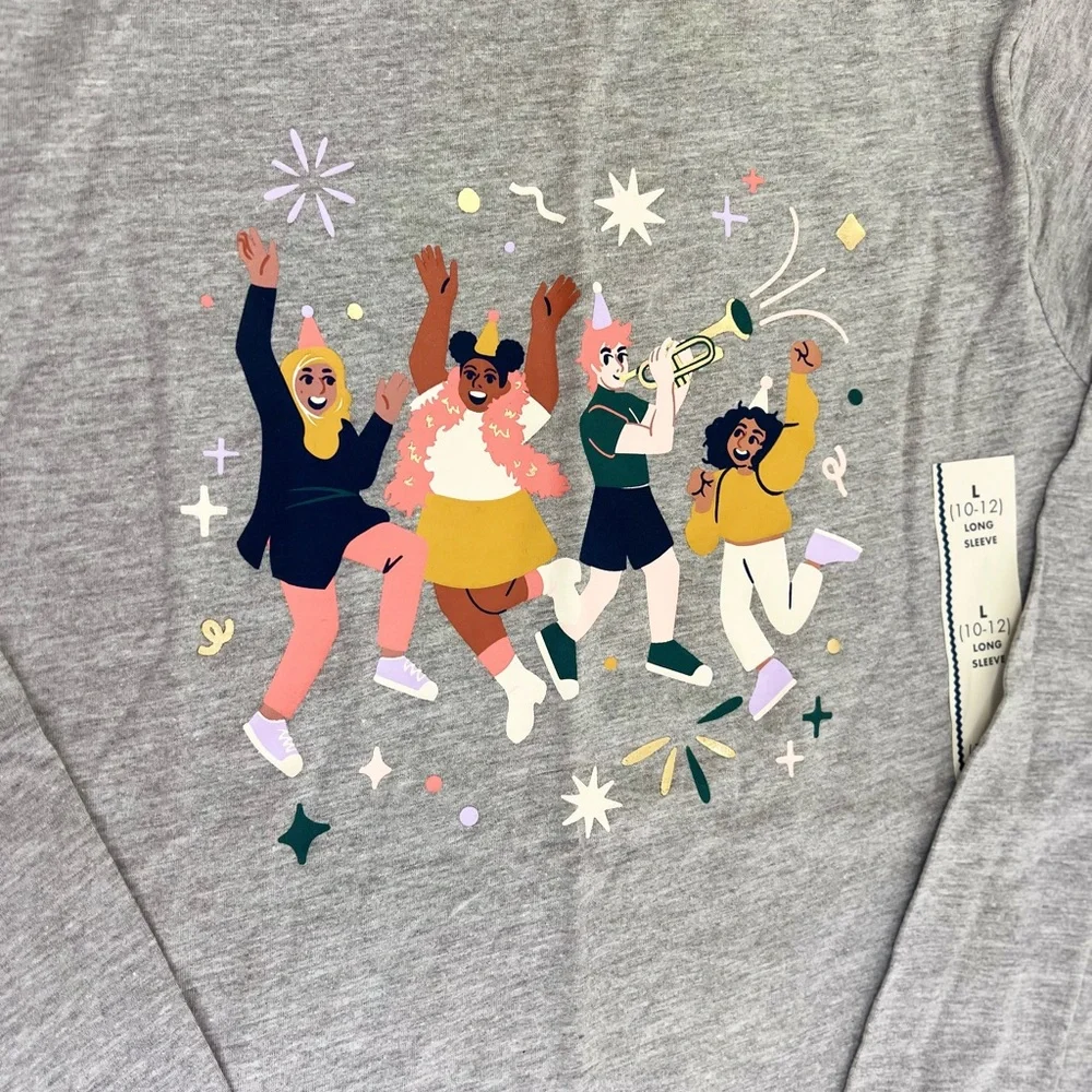 Girls' 'Celebrate' Long Sleeve Graphic T-Shirt - Cat & Jack™ Heather Gray