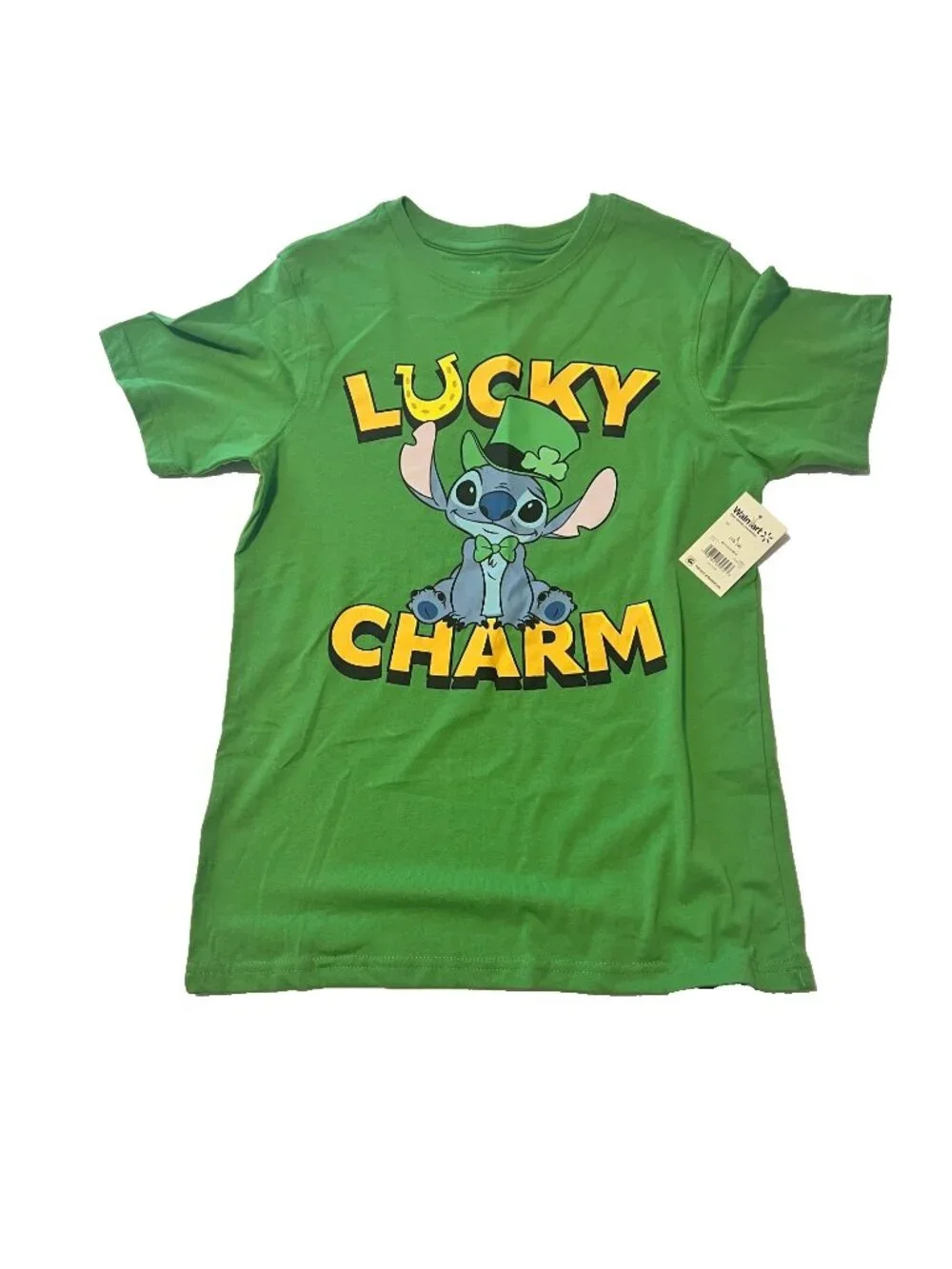 Disney Stitch Lucky Day Green T-Shirt Sz Youth L (10-12)