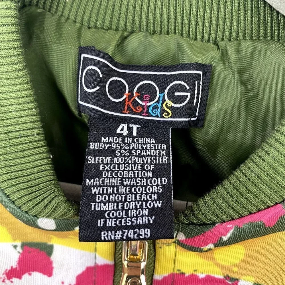 Coogi Lightweight Green Floral Graphic Track Jacket 4T