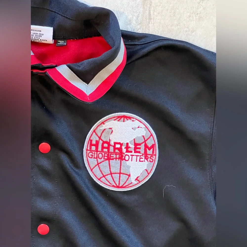 Vintage PlatinumFUBU Harlem Globetrotters JerseyYouthL 16/18 BlackRedEmbroidered