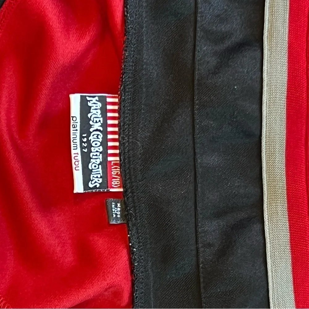Vintage PlatinumFUBU Harlem Globetrotters JerseyYouthL 16/18 BlackRedEmbroidered