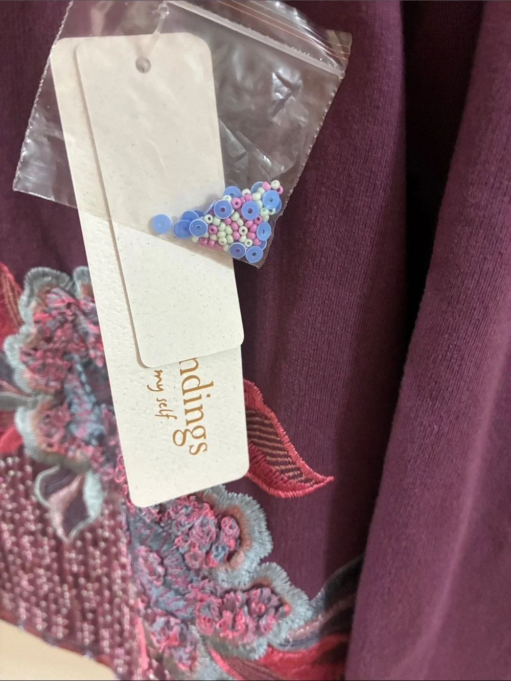 Soft Surroundings Plum Floral Embroidered Open Jacket - NWT - medium