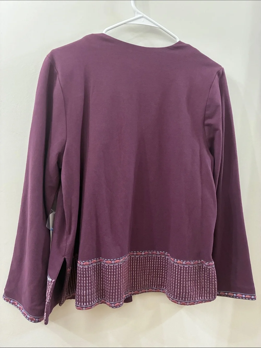Soft Surroundings Plum Floral Embroidered Open Jacket - NWT - medium