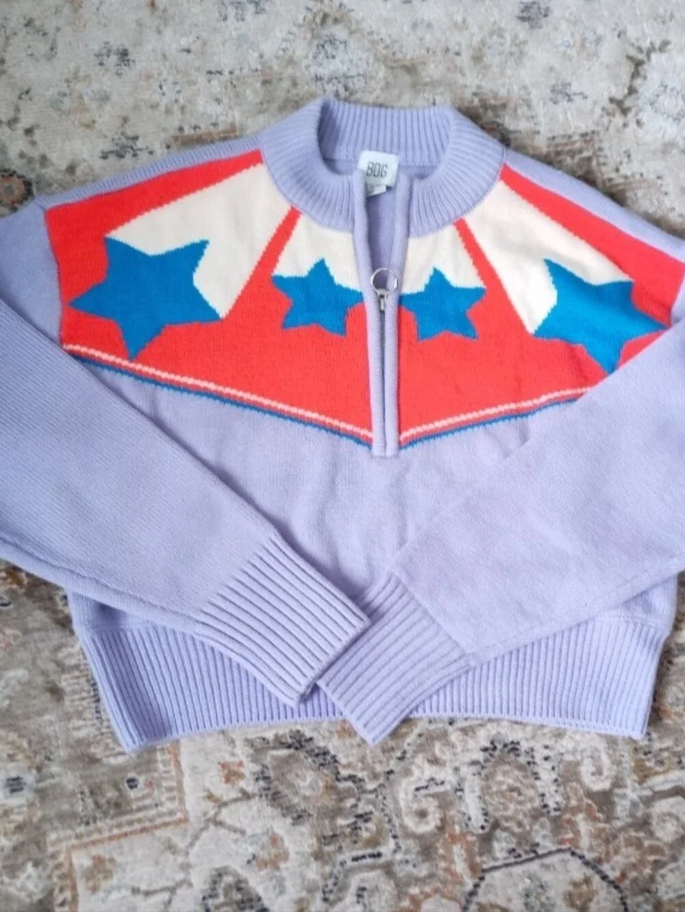 BDG Lilac Crewneck Cropped Sweater