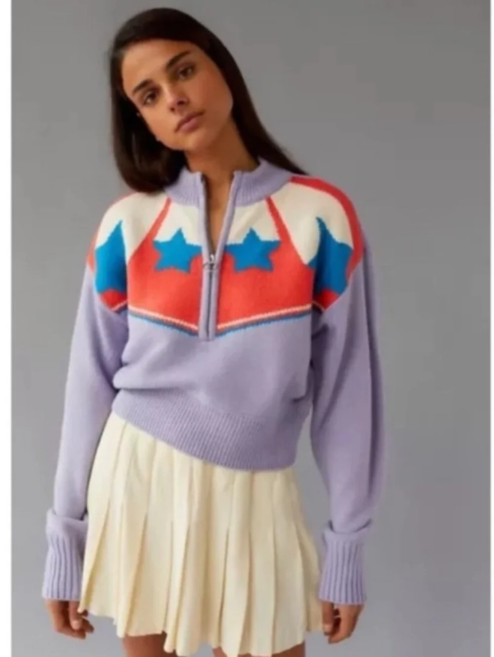 BDG Lilac Crewneck Cropped Sweater
