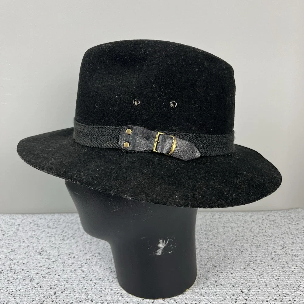 VTG Mallory by Stetson Black Wool Hunter Hat Fedora Mens Size 7-7⅛ Medium‎ USA