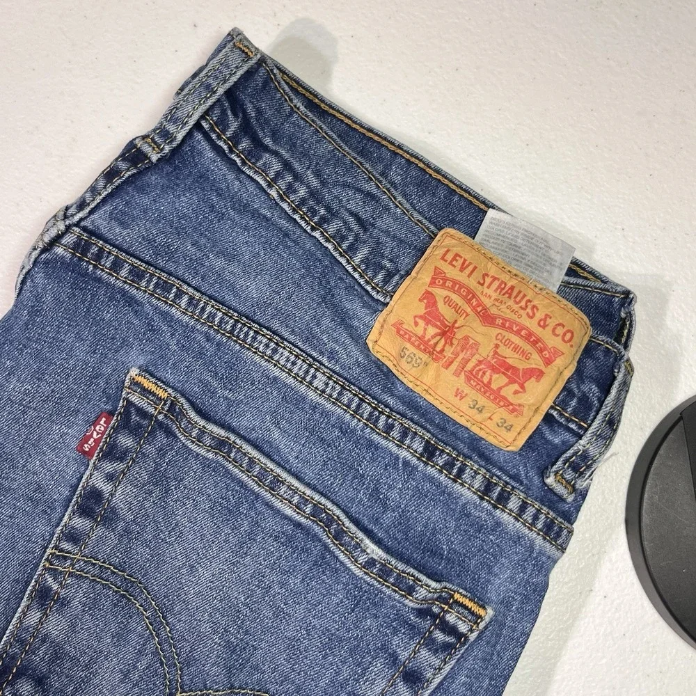Levis 569 Jeans Mens 34x34 Loose Straight Baggy Medium Wash Denim EUC