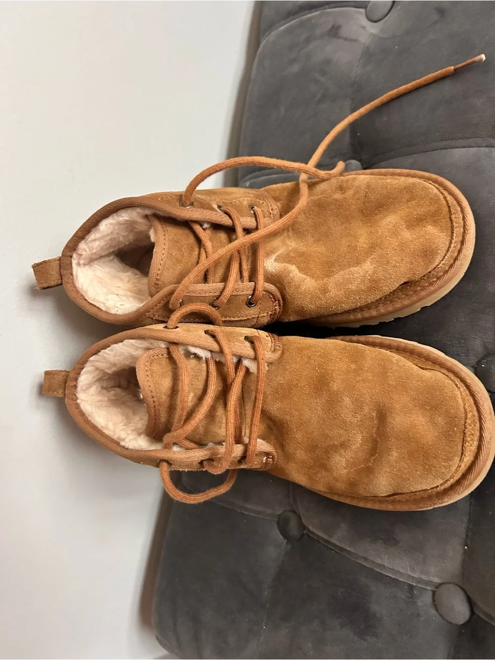 UGG Women's Neumel Chukka Chestnut Wool Suede Lace-Up Ankle Boots Sz 9