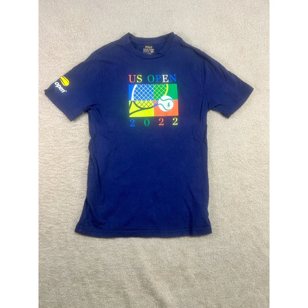 Polo‎ Ralph Lauren US Open 2022 Tennis T Shirt Kids Large L Navy Blue