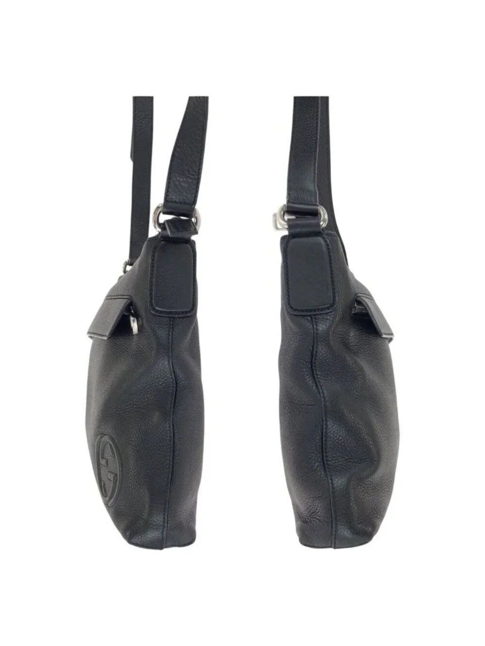 Gucci Interlocking Black Silver Leather Shoulder