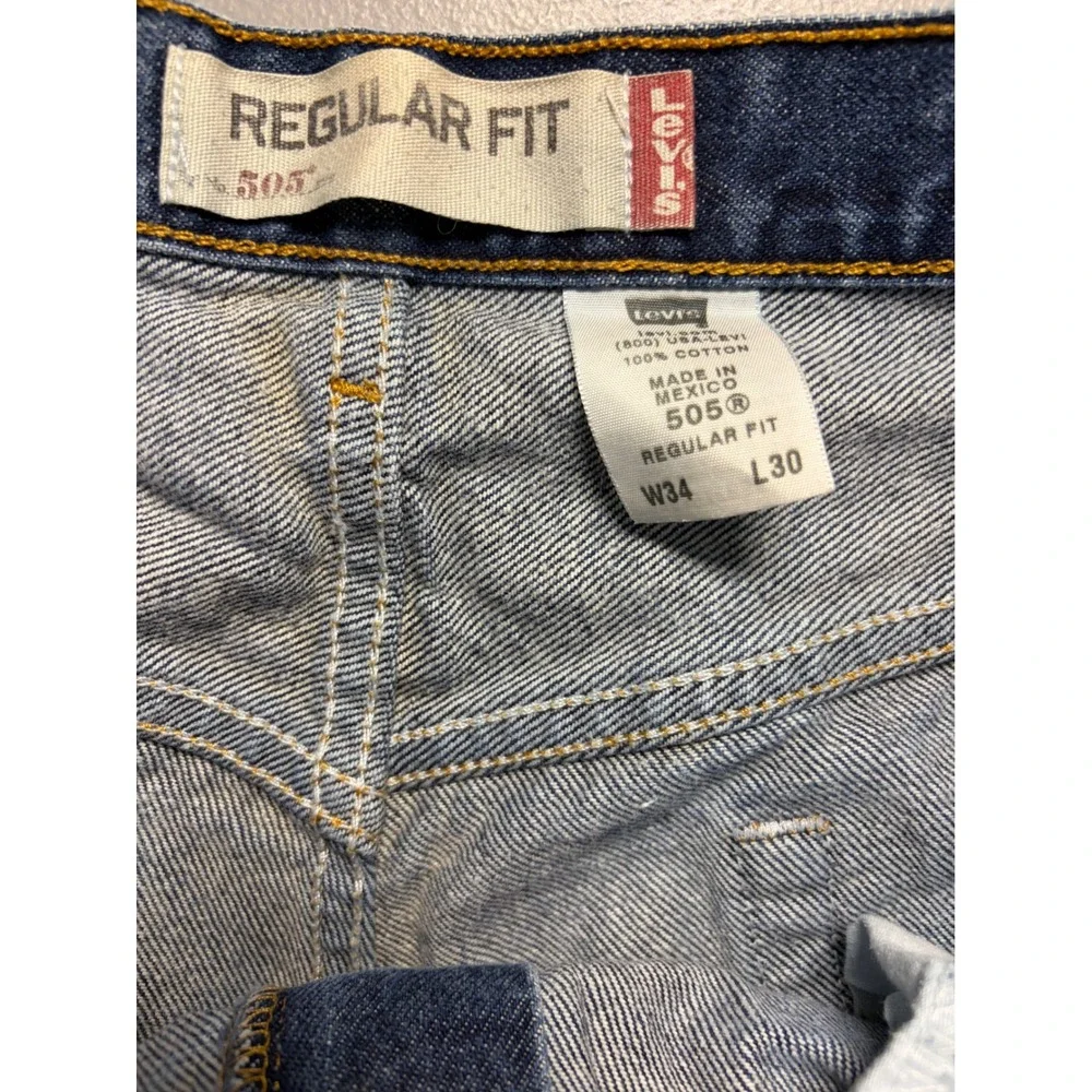 Levi's 505 Regular Fit Jeans Mens 34x30 Blue Denim Straight Leg 100% Cotton