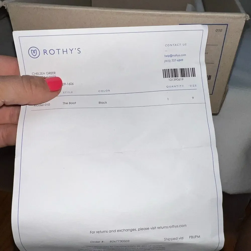 Rothys vguc invoice