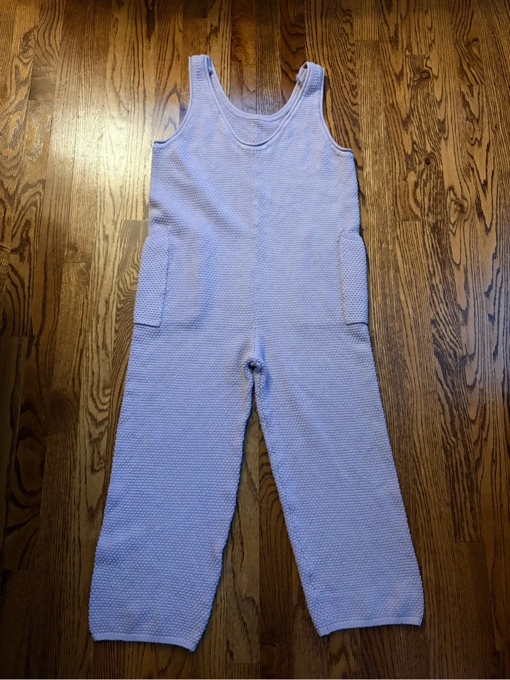 Free People Hailee Sweater Jumper Lilac XS Waffle Knit Cotton Jumpsuit Pockets