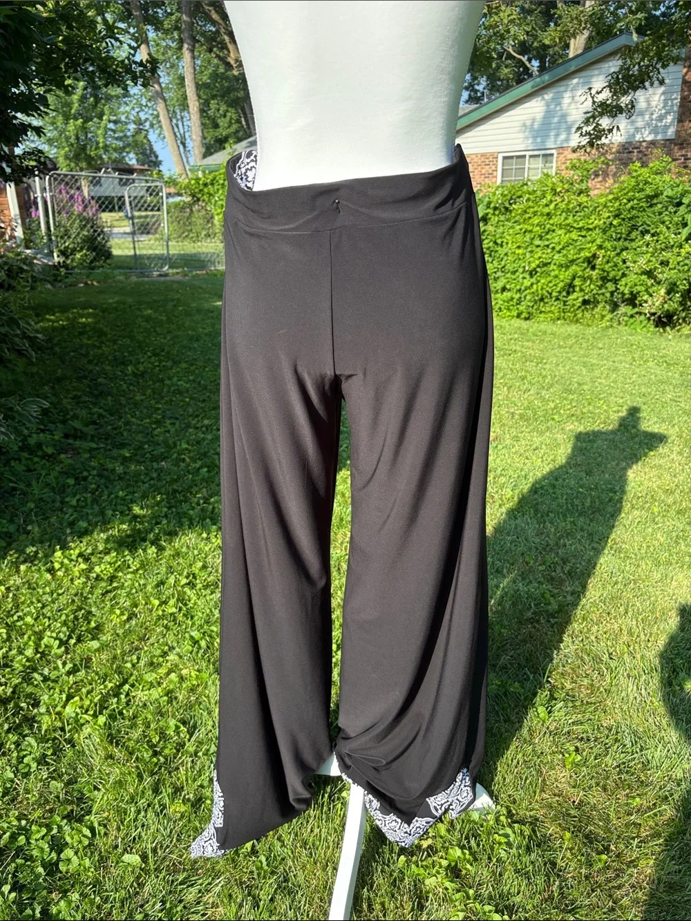 White House Black Market Black Wide Leg Pants with Contrast Hem