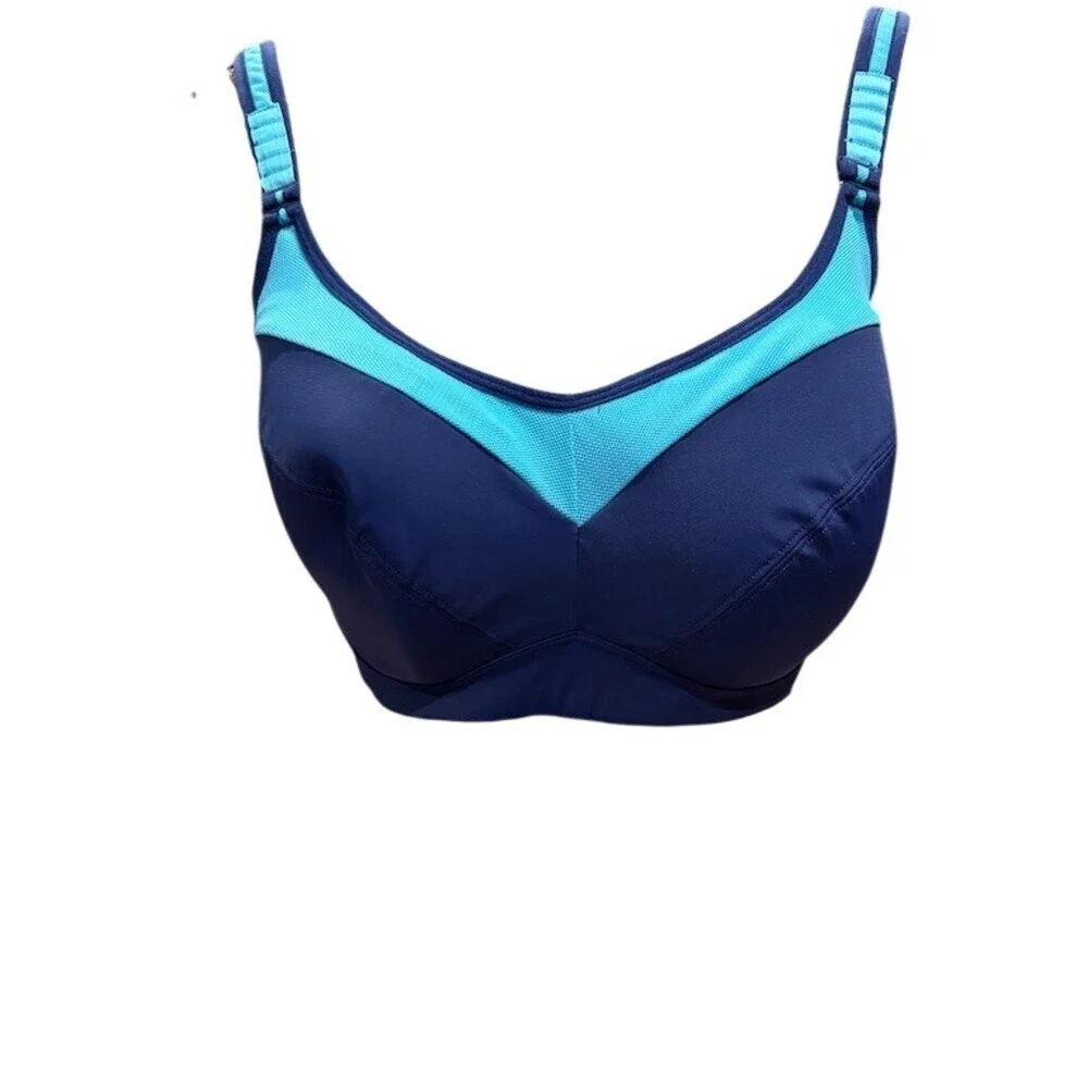 Adore Me Sports Bra Womens 38DDD Blue Colorblock Full Coverage Support